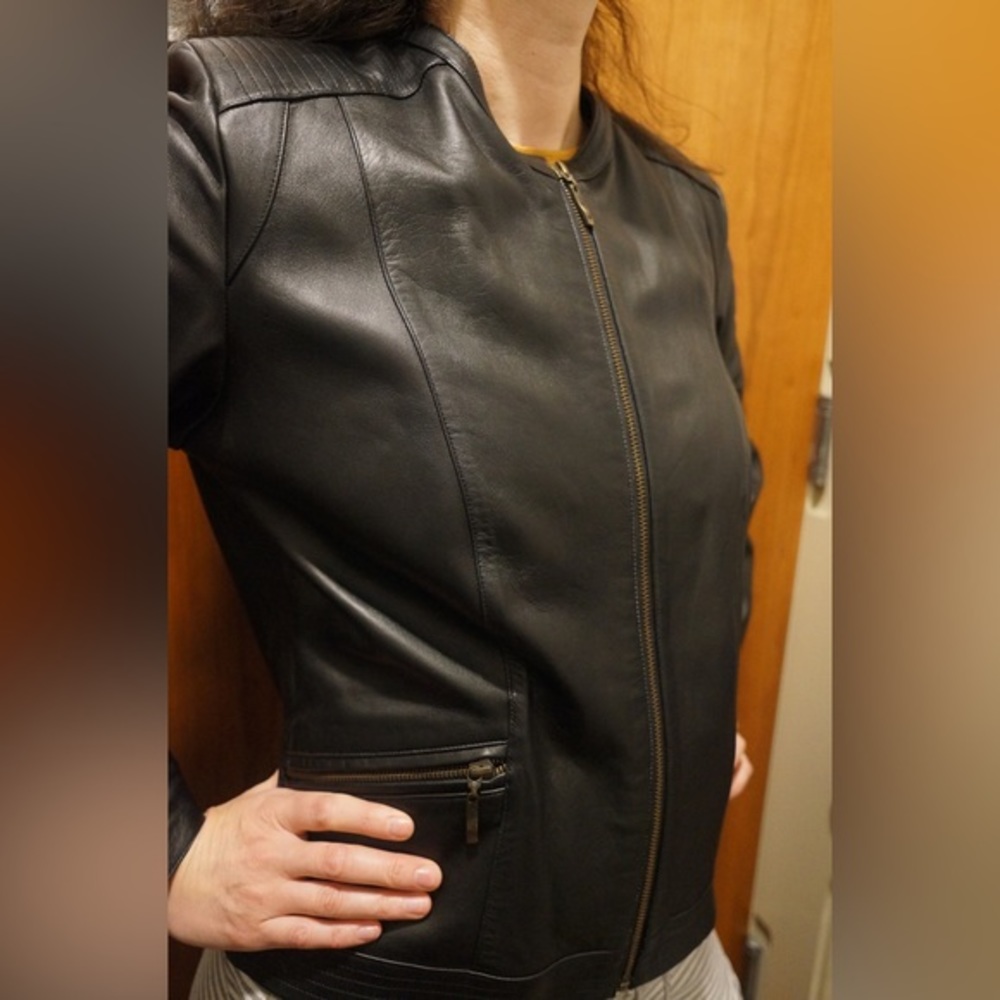 ✨ beautiful black leather motorcycle jacket